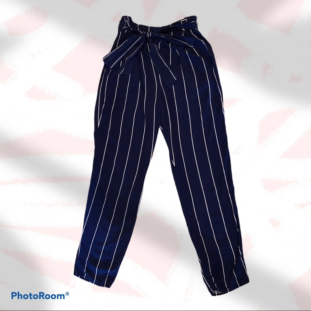 Blue & White Striped Pants with Adorable Bow Tie